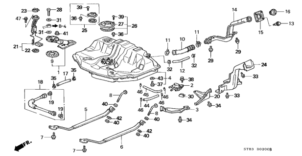 1997 Acura Integra Fuel Gas Tank Diagram for 17500-ST7-A31
