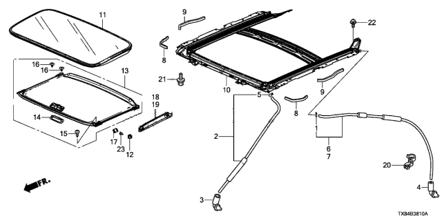 2013 Acura ILX Hybrid Sliding Roof Diagram