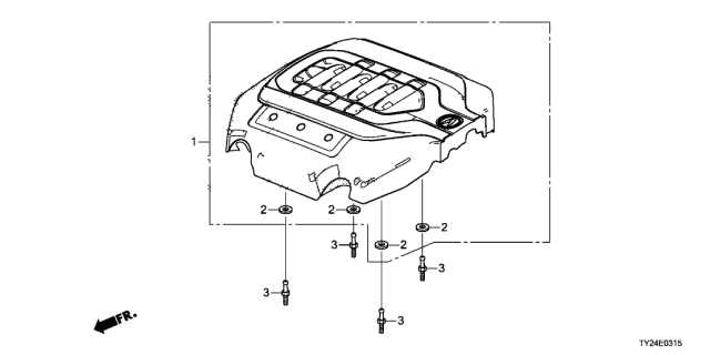 2018 Acura RLX Engine Cover Assembly Diagram for 17121-R9P-A01