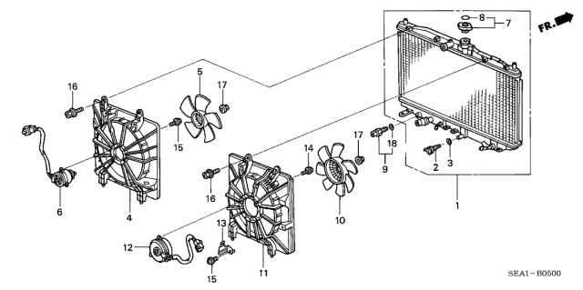 2004 Acura TSX Radiator (Denso) Diagram for 19010-RBB-E01