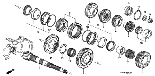 2003 Acura NSX 2 Door NSX-T KA 6MT MT Countershaft Diagram