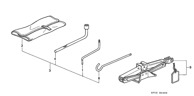 1993 Acura Legend 4 Door STD KA 4AT Tool - Jack Diagram
