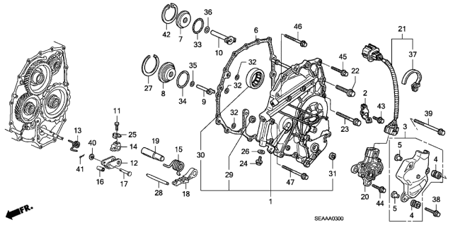 2008 Acura TSX AT Left Side Cover Diagram