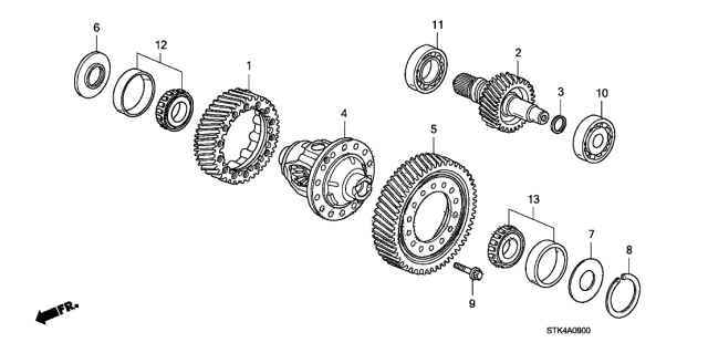 2011 Acura RDX Differential Assembly Diagram for 41100-RN4-000