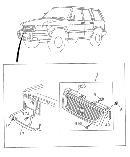 1998 Acura SLX Radiator Grille Clip (Black) Diagram for 8-94218-027-0