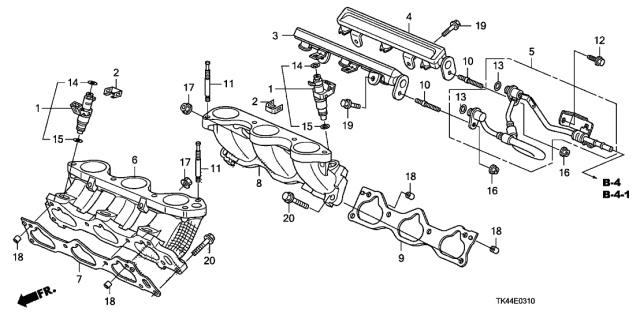 2011 Acura TL 4 Door TECH (AWD) KA 6MT Fuel Injector Diagram