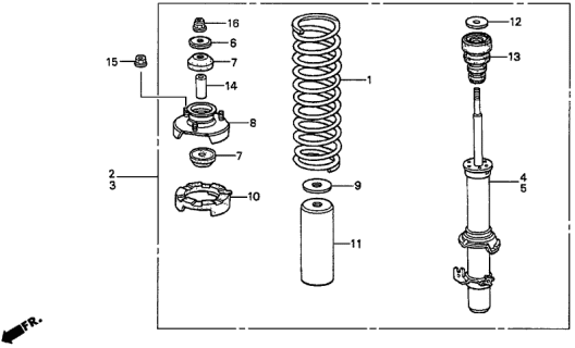1997 Acura TL 4 Door BAS2.5 KA 4AT Front Shock Absorber Diagram