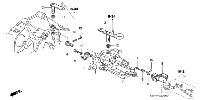 2005 Acura TL 4 Door SPORT (NAVIGATION) KA 6MT MT Shift Arm Diagram