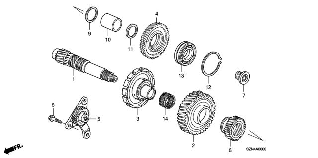 2010 Acura ZDX 5 Door TECH KA 6AT AT Countershaft Diagram