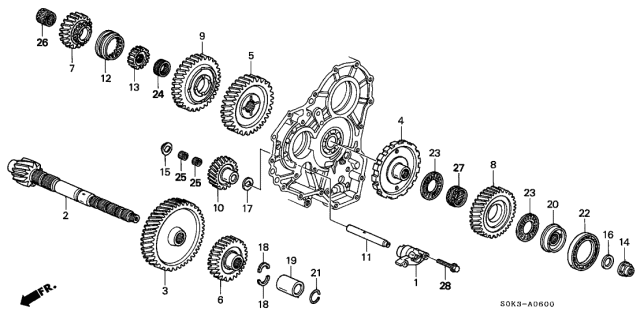 1999 Acura TL Gear, Countershaft Third Diagram for 23451-P7V-000