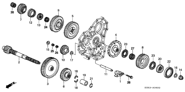 1999 Acura TL 4 Door TL KA 4AT 4AT Countershaft Diagram