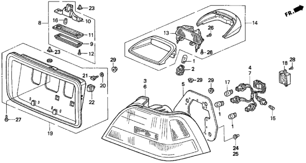 1997 Acura TL 4 Door BAS3.2 KA 4AT Taillight Diagram