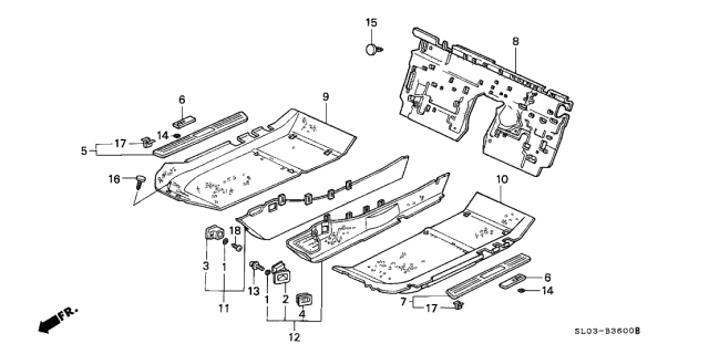 1994 Acura NSX Floor Mat Diagram