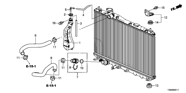 2015 Acura ILX Water Hose (Lower) Diagram for 19506-RX0-A01