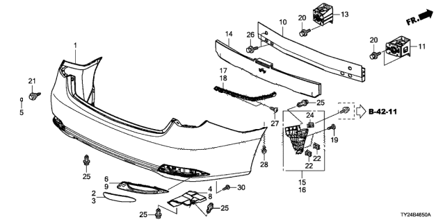 2015 Acura RLX Rear Bumper-Reflector Panel Right Diagram for 71504-TY2-A01