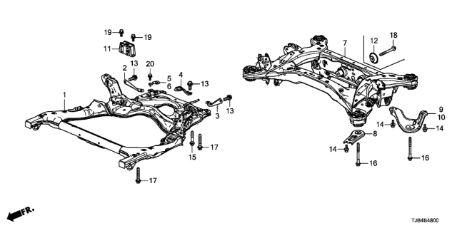 2020 Acura RDX Stay Rear Right Diagram for 50375-TJB-A00