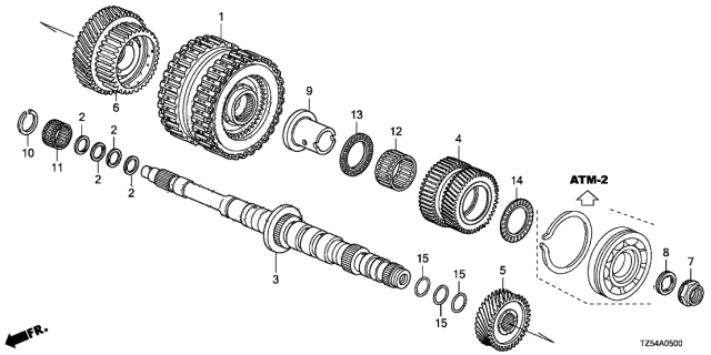 2014 Acura MDX 5 Door TECH (SH-AWD) KA 6AT AT Mainshaft - Clutch (3RD-6TH) Diagram