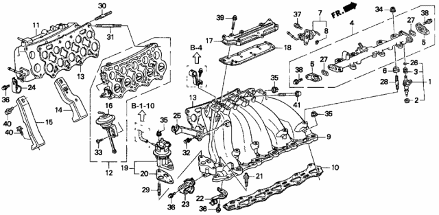 1997 Acura TL Injector Set, Fuel Diagram for 06164-P30-000