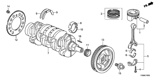 2014 Acura ILX Hybrid Crankshaft Diagram for 13310-RTZ-000