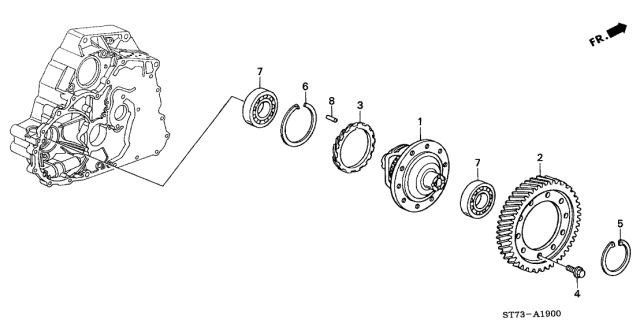 2000 Acura Integra 4 Door LS KA 4AT AT Differential Gear Diagram