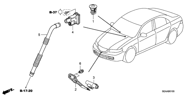 2008 Acura TSX 4 Door TSX KA 6MT A/C Sensor Diagram