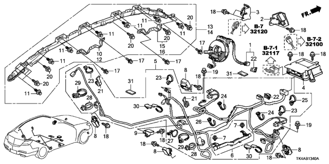 2013 Acura TL 4 Door TECH KA 6AT SRS Unit Diagram