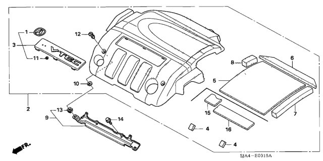 2007 Acura RL Rubber E, Engine Cover Diagram for 17145-RJA-X00