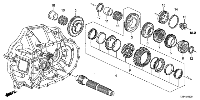 2015 Acura ILX Gear, Countershaft Fifth Diagram for 23461-RM3-000