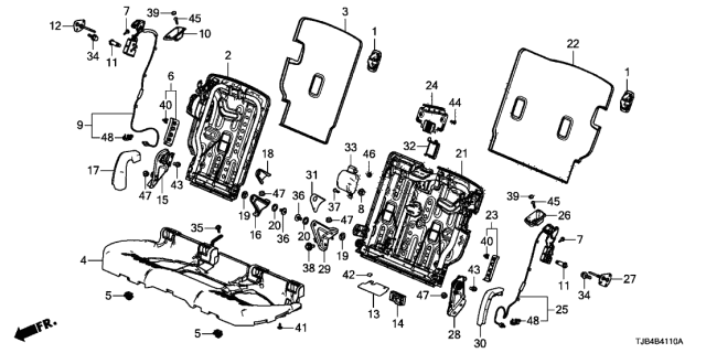 2020 Acura RDX Rear Seat Components Diagram