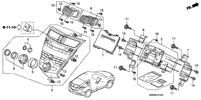 2010 Acura ZDX 5 Door BASE KA 6AT Audio Unit - Center Module Diagram
