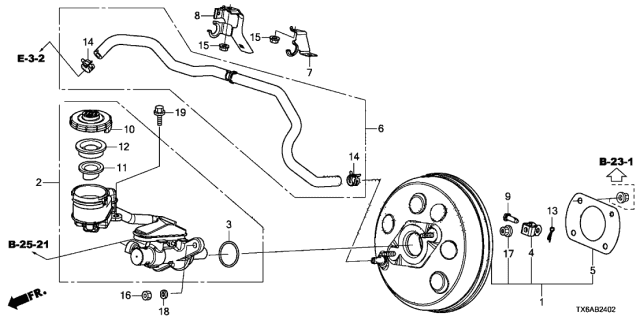 2021 Acura ILX 4 Door 24TECH (A-SPEC) KA DCT Brake Master Cylinder - Master Power Diagram