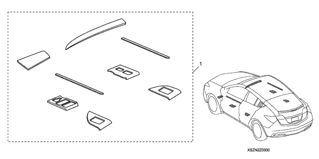 2010 Acura ZDX 5 Door ADV KA 6AT Interior Trim (Wood) Diagram
