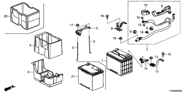 2015 Acura RDX Battery Box Diagram for 31521-TX4-A00