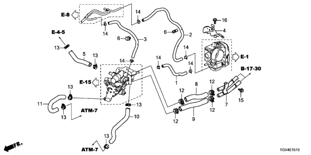 2021 Acura TLX 4 Door ADV KA XAT Water Hose Diagram
