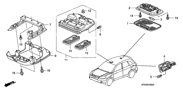 2010 Acura RDX Lighting Assembly (Gun Metallic) Diagram for 83253-STK-A01ZA