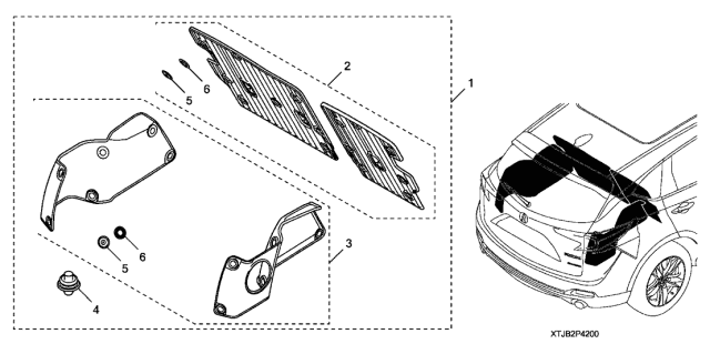 2021 Acura RDX 5 Door BASE KA XAT Cargo Protector Diagram
