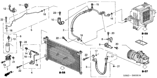 2001 Acura CL 2 Door SPORT KA 5AT A/C Hoses - Pipes Diagram