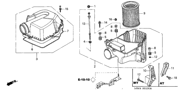 2003 Acura RSX Air Cleaner Case Lower Diagram for 17201-PNA-000