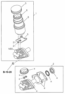 1996 Acura SLX 4 Door 4LS (PREMIUM) KA 4AT Brake Master Cylinder Diagram