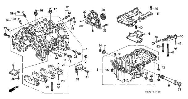 2000 Acura RL Cylinder Block - Oil Pan Diagram