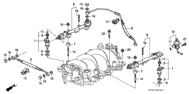1993 Acura Legend 4 Door L (MOQUETTE) KA 5MT Fuel Injector Diagram