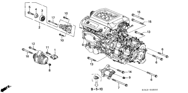 2002 Acura TL Alternator Stay Diagram for 31113-P8E-A00