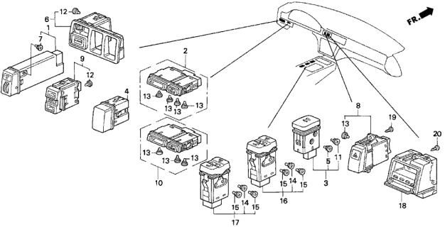 1996 Acura TL Switch Assembly, Hazard (Medium Taupe) Diagram for 35510-SW5-003ZC