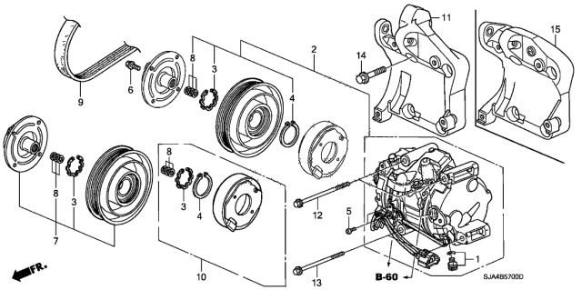 2009 Acura RL Compressor Clutch Set Diagram for 38900-RJA-A01
