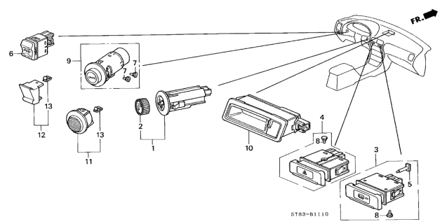 1999 Acura Integra 4 Door GS (LEATHER) KA 4AT Switch Diagram
