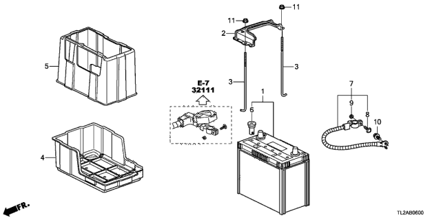 2013 Acura TSX 4 Door TSX KA 5AT Battery (L4) Diagram