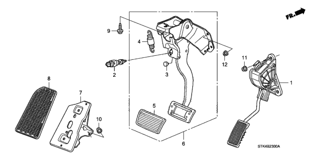 2010 Acura RDX 5 Door TECH KA 5AT Pedal Diagram