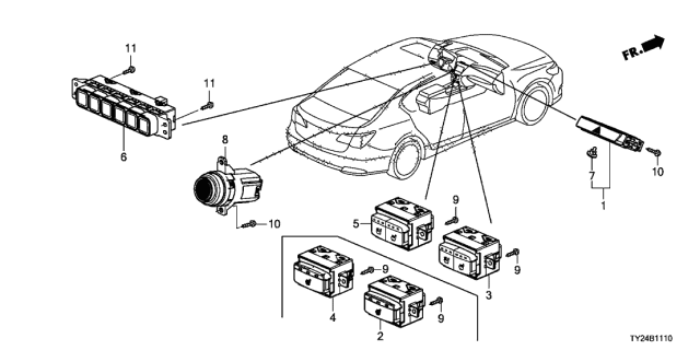 2017 Acura RLX Switch Assembly,Start Sto Diagram for 35881-TY2-A11