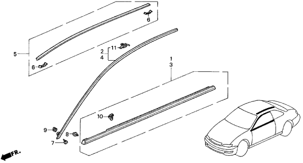 1999 Acura CL Right Front Door Molding Assembly Diagram for 72410-SV2-013