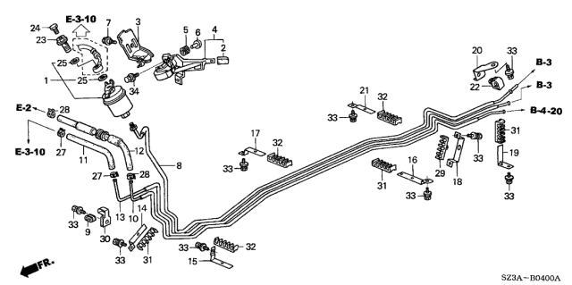 2004 Acura RL 4 Door RL (NAVIGATION) KA 4AT Fuel Pipe Diagram